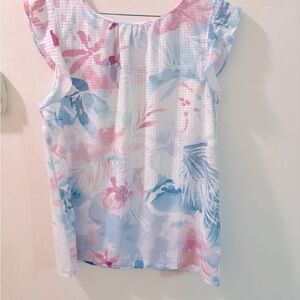 Alex & lili Floral Pink And Baby Blue Women’s Top Size Medium